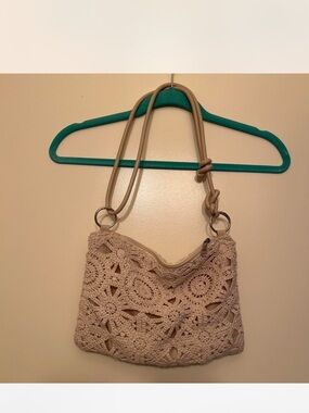 SHEIN Beige Crochet Shoulder Bag with Rope Strap